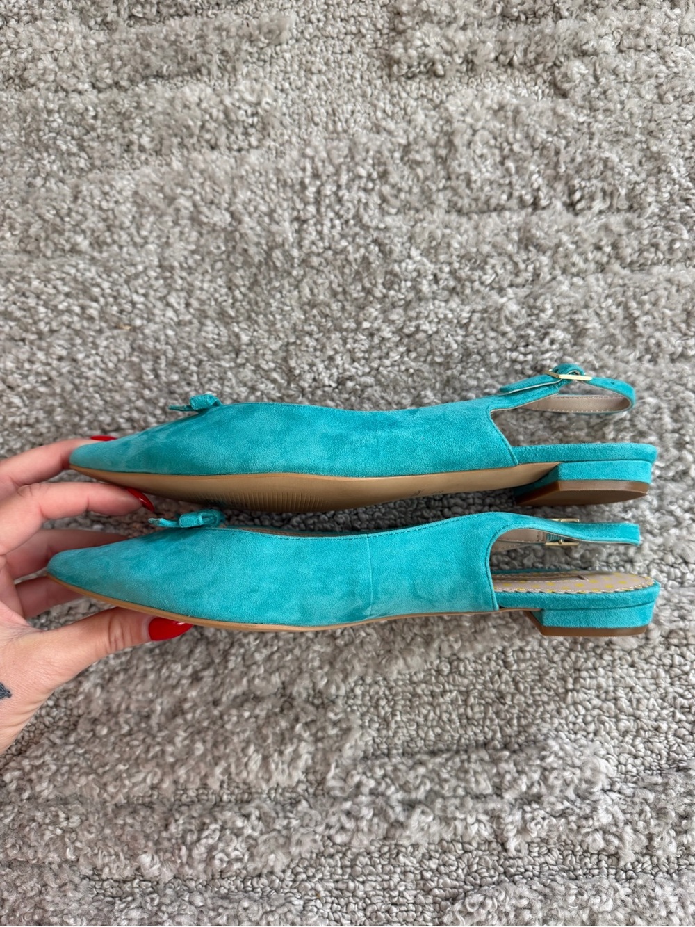 EUC Boden Size 39 Turquoise Suede Slingback Flats - Picture 4 of 8